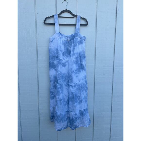 Rails Amaya Cascade Tie Dye Sun Dress, Blue/White, Tiered Midi Dress, Size‎ S - Picture 5 of 5